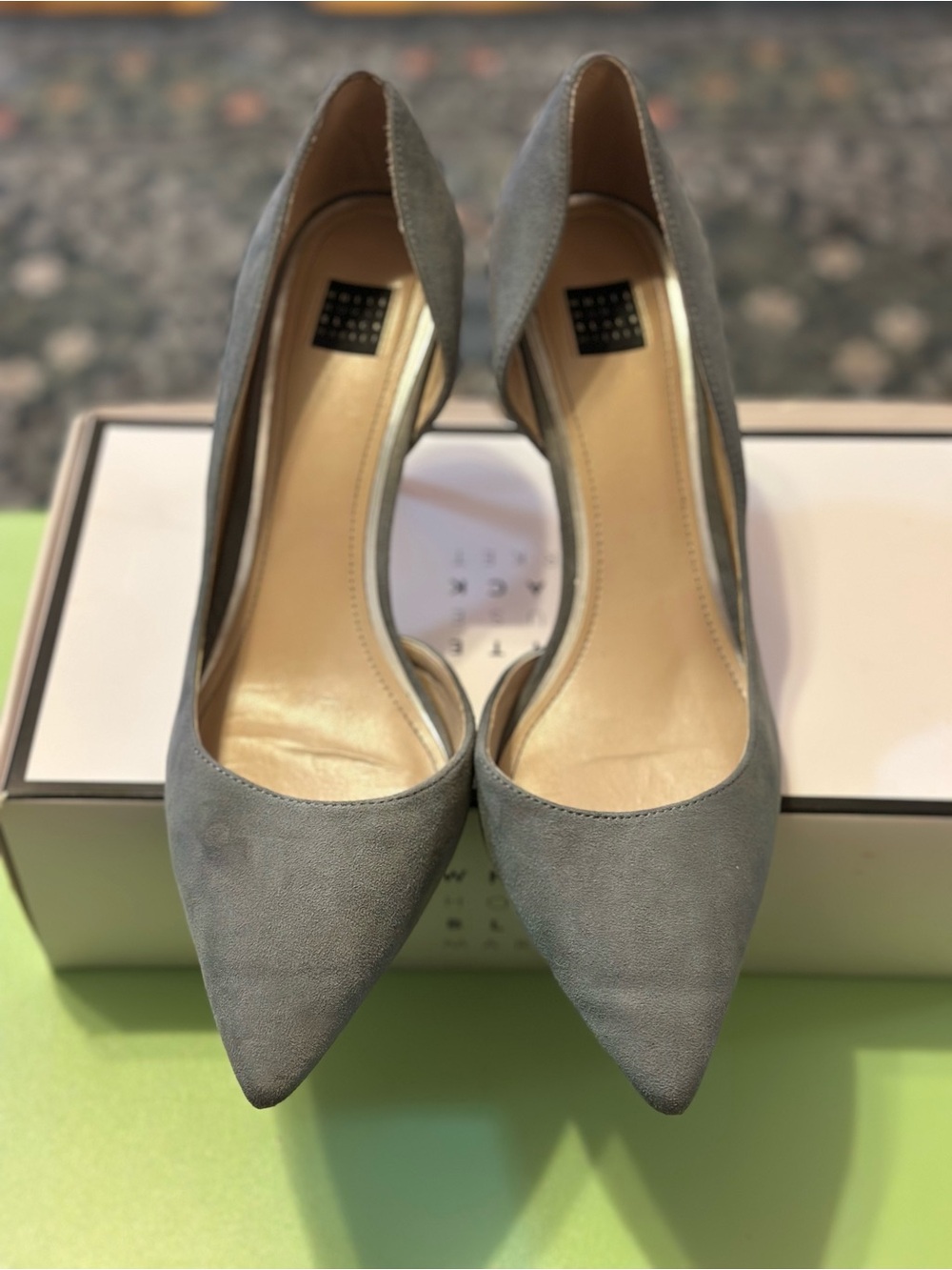 White House Black Market Pointed-Toe Suede Pumps in Ella Ash